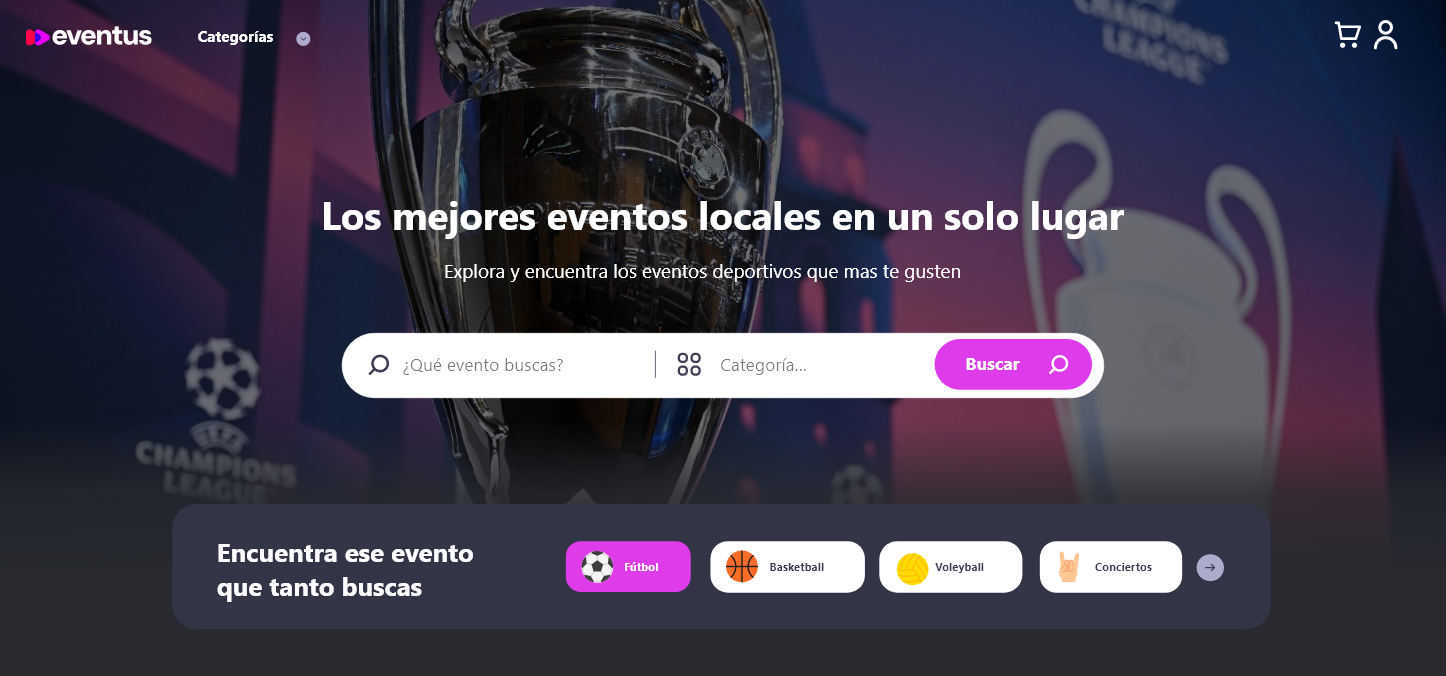 Mockup del sitio Web Eventus